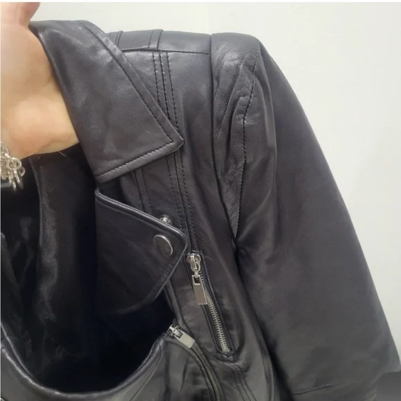 Bebe leather black jacket, size Small, soft 100% real leather shoulder pad - Picture 15 of 15